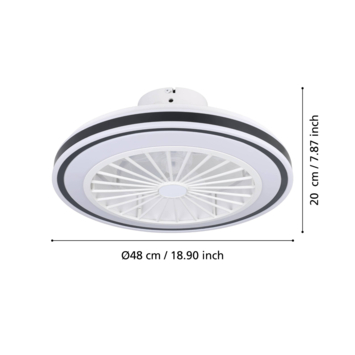 EGLO plafondlamp Almeria met ventilator Ø48cm, zwart/wit