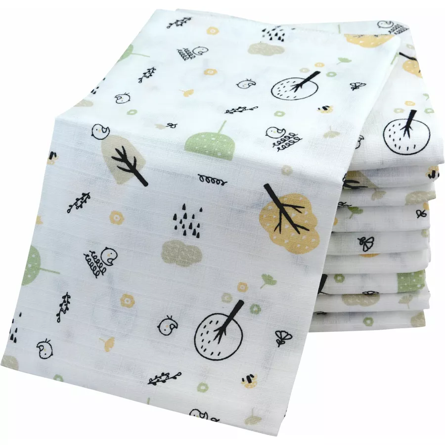 M.M.C. Mullwindel 10 PACK Natur Motive 80x70 cm Mulltücher 10 Bäume