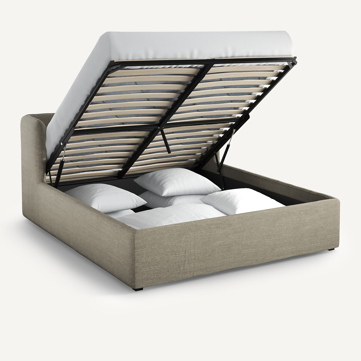 AM.PM<br>Cama dobrável em linho com estrado de ripas rebatível, Robwig