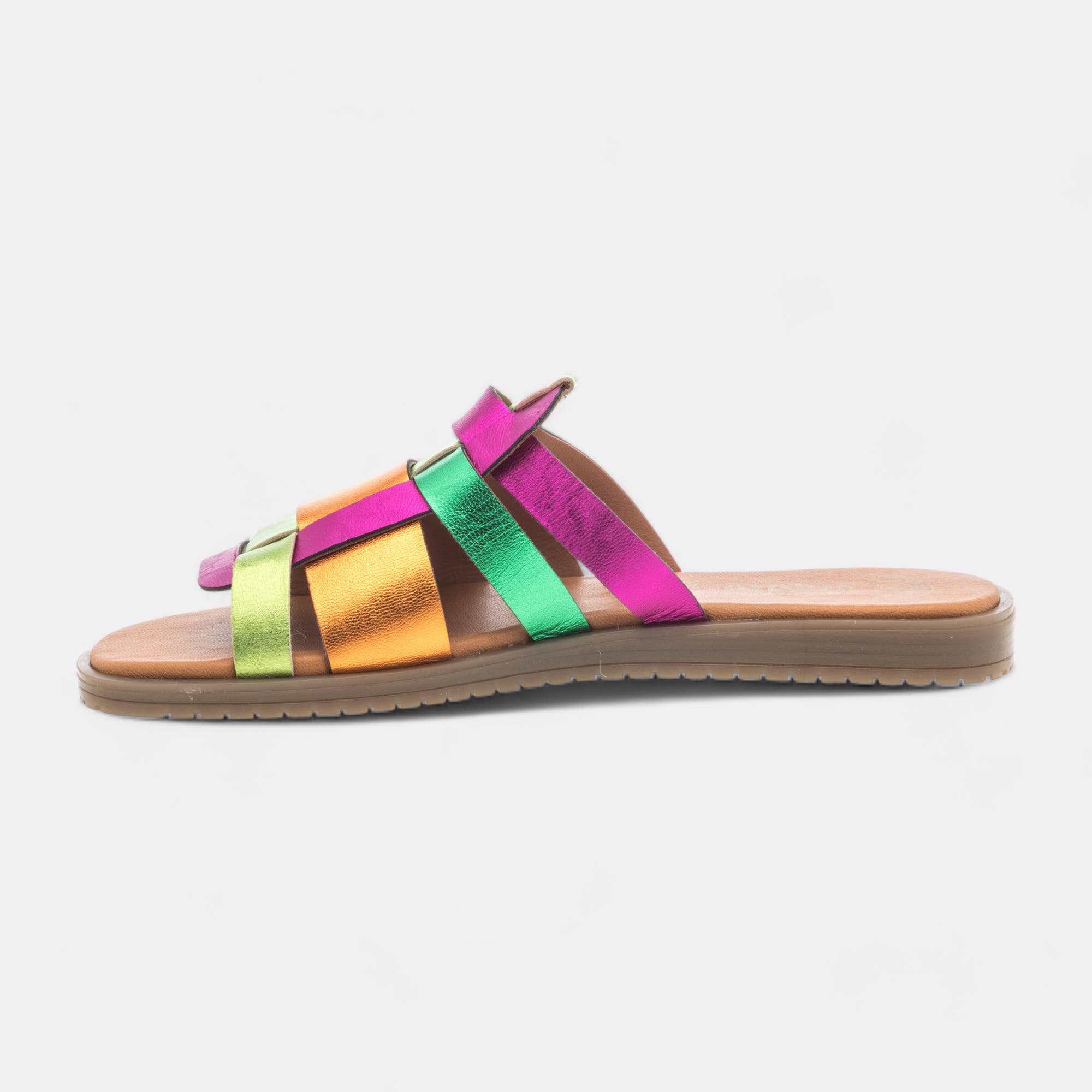 Mules Femme en cuir orange