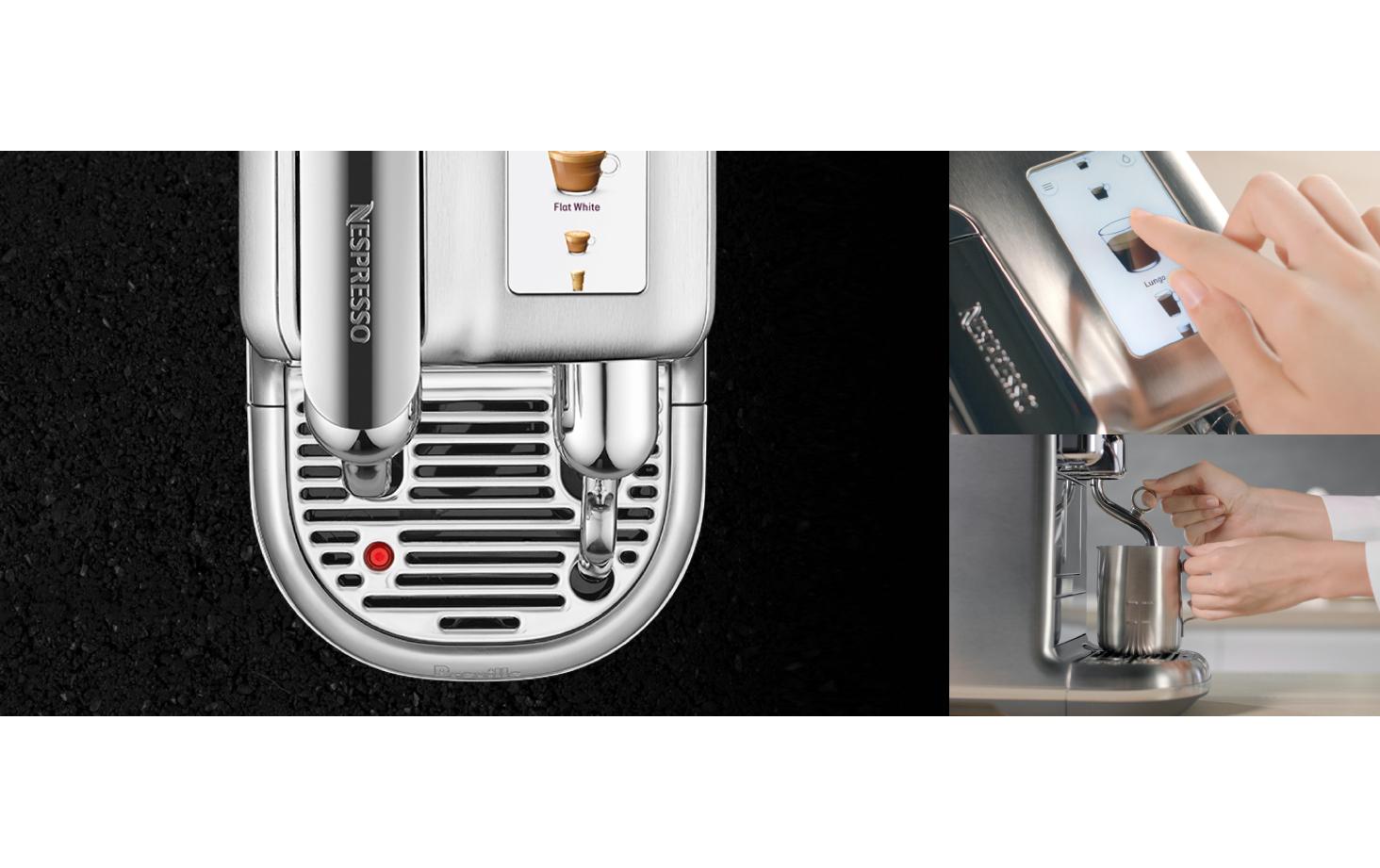Kaffeemaschine Nespresso Creatista Pro SNE900BSS Silber<br>Nespressomaschine der Original Line mit elektronischer Milchschaumeinstellung