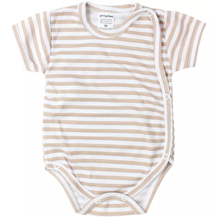 TupTam Baby Jungen Kurzarm Wickelbody 5er Set beigeblau