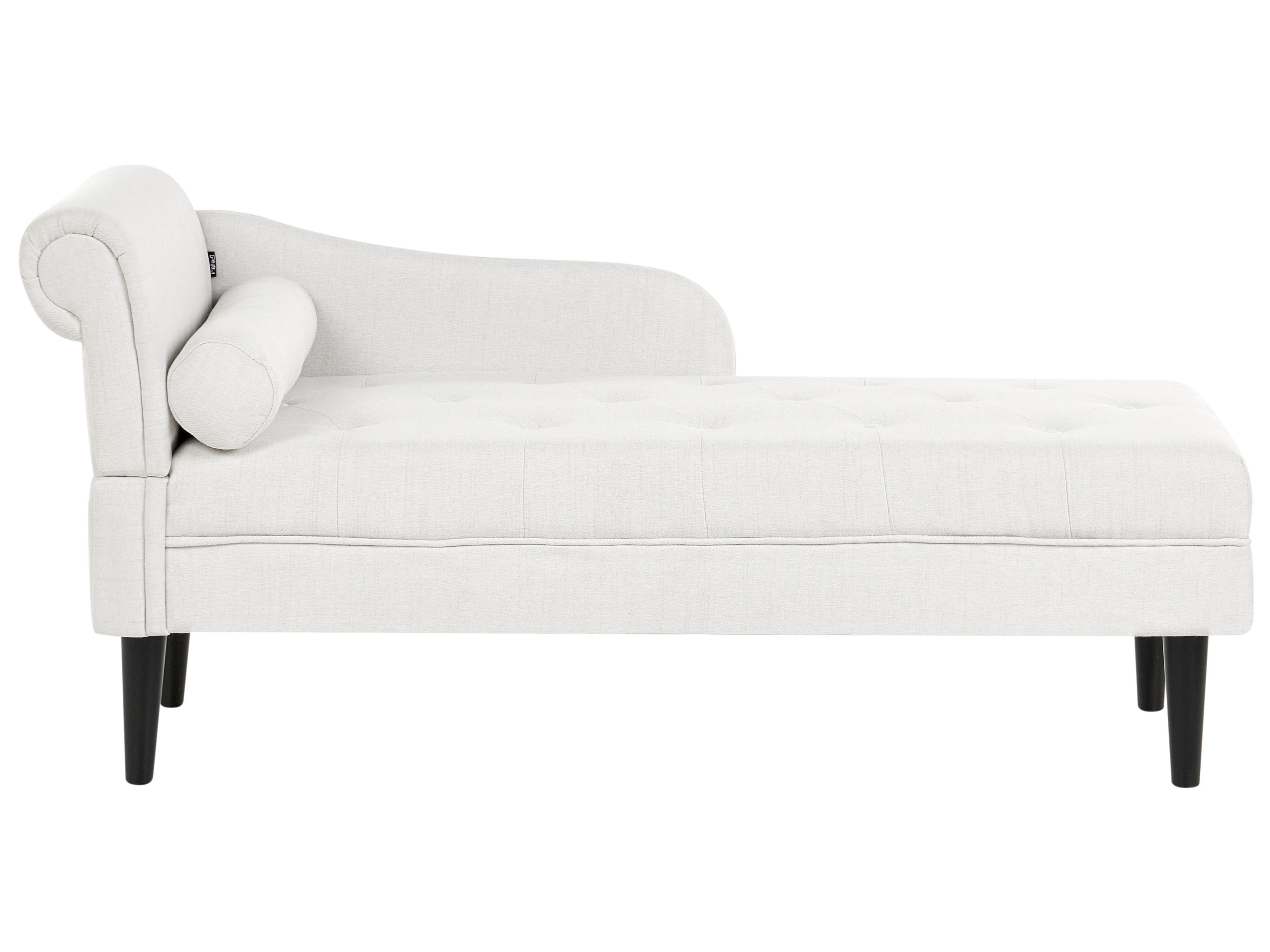 Linkszijdige chaise longue YVOIRE Stof Gebroken wit