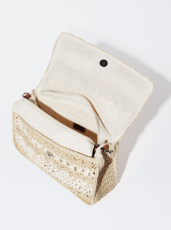 Bolso Bandolera De Paja - Bege