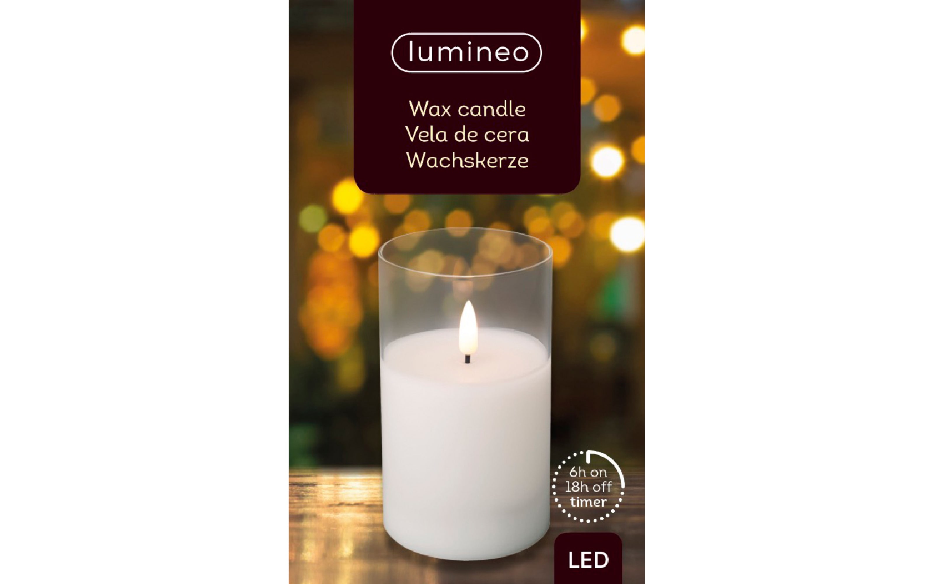 LED Kerze in klar, 12,5 cm