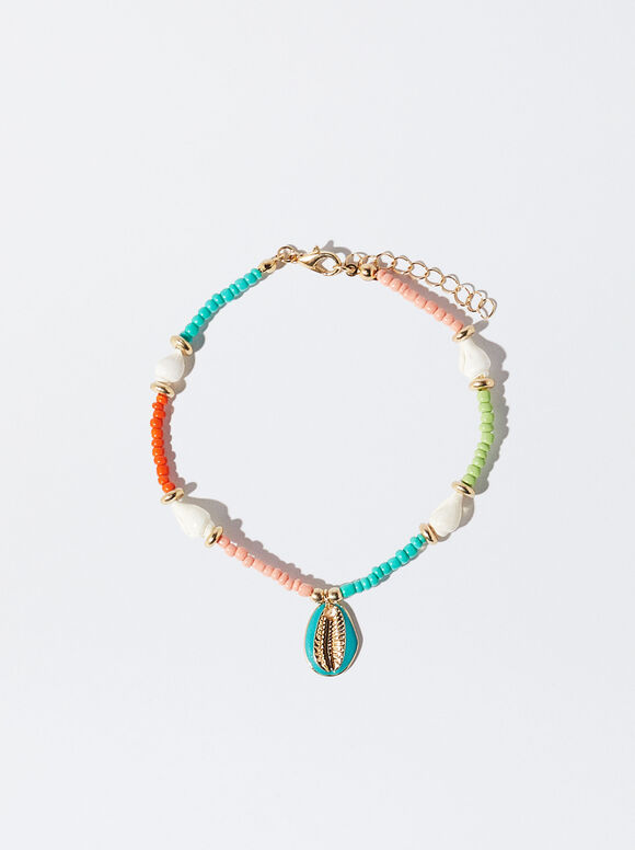 Pulsera Tobillera Com Concha - Multicor
