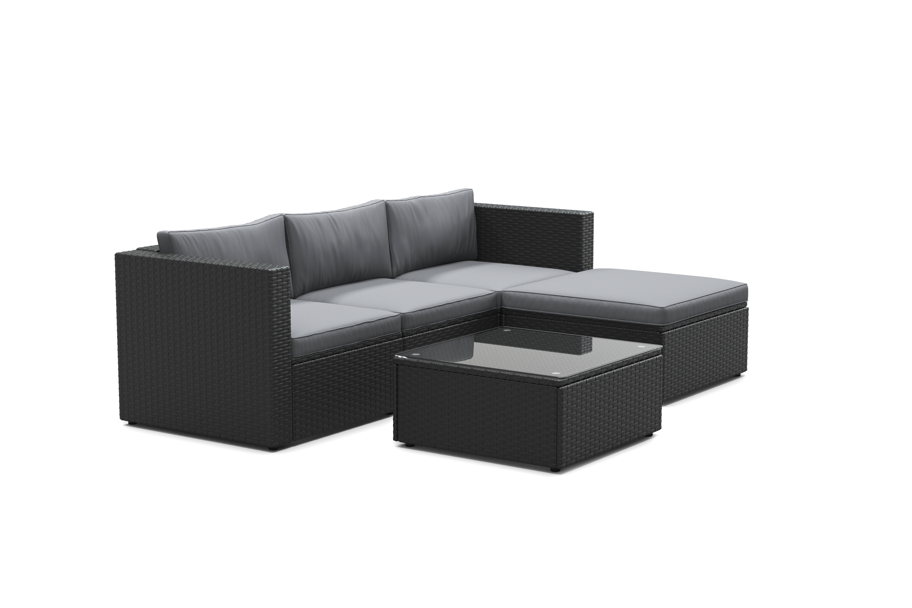 Rattanlounge MALIBU schwarz/anthrazit