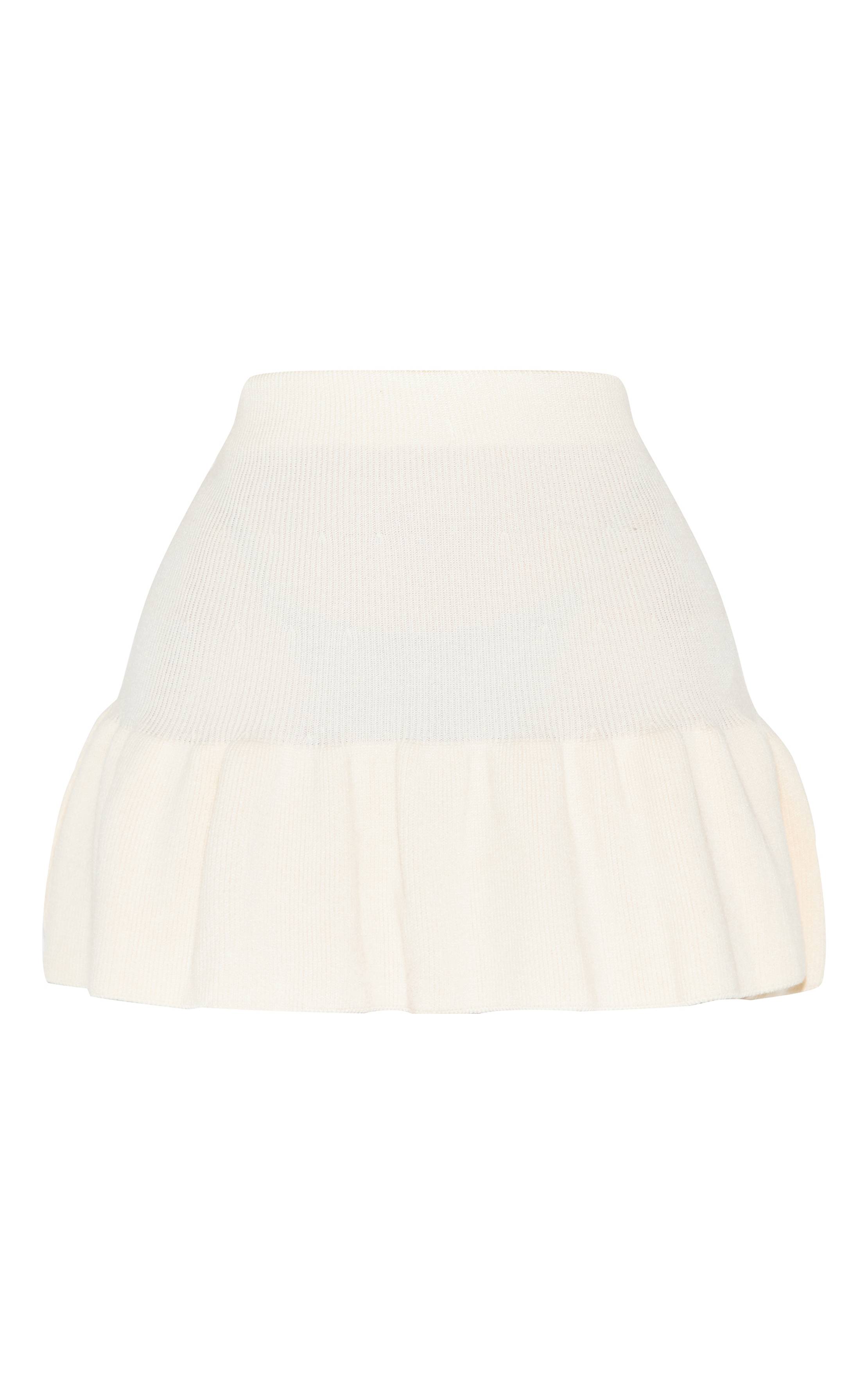 Crème Jupe Mini Plissée En Maille Petite