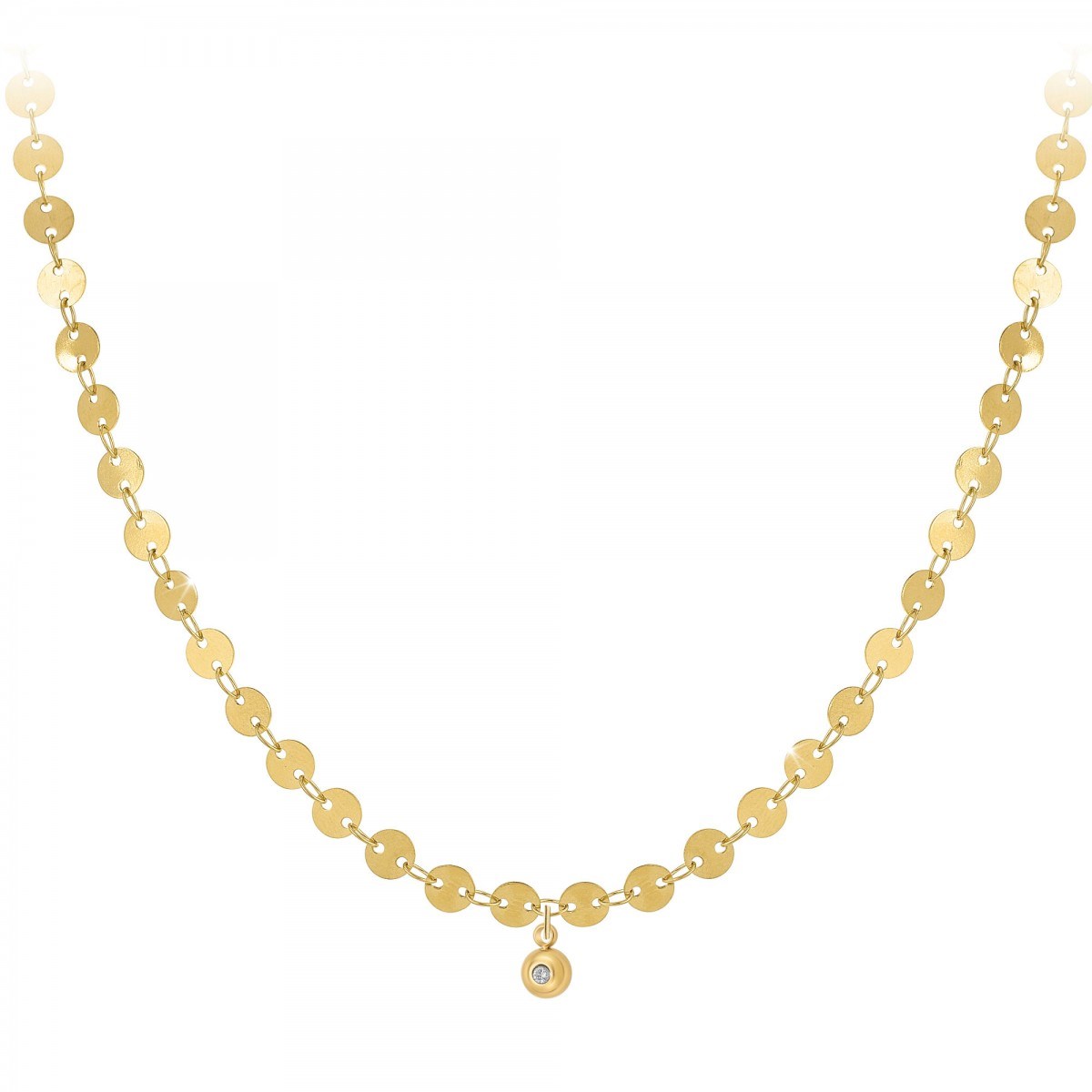 Chaine grain de café par SC Bohème ornée d'un véritable diamant blanc