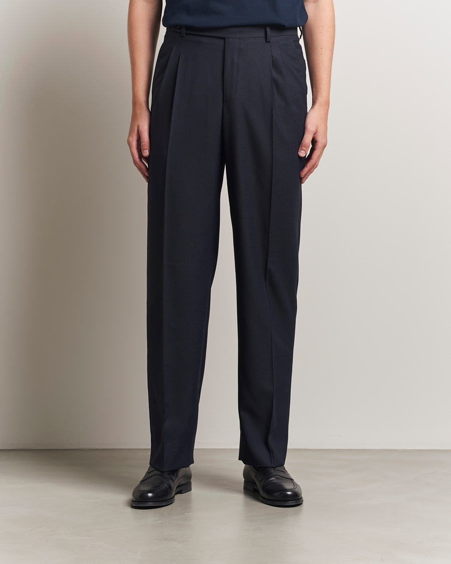 Brioni Capri Wool Trousers Navy