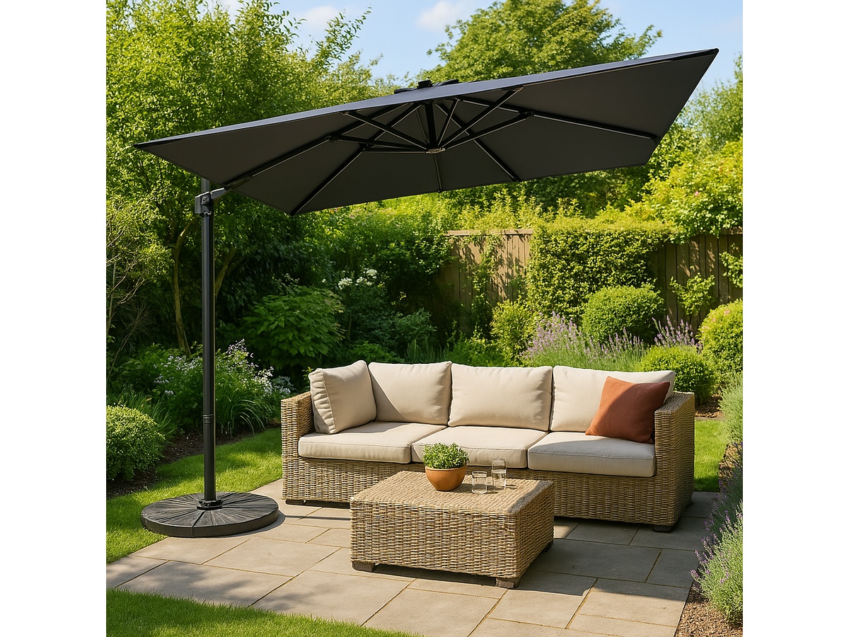 Buitenkado pro 3x3m aluminium zweefparasol - beige