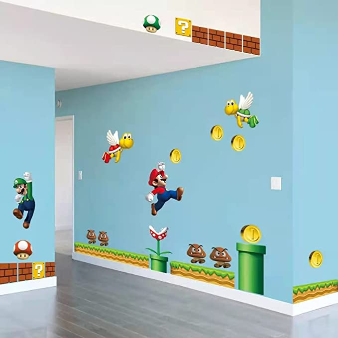 (60x90cm) Wandtattoo Kinderzimmer Aufkleber Home Deko Wandsticker - Klempner Videospiel