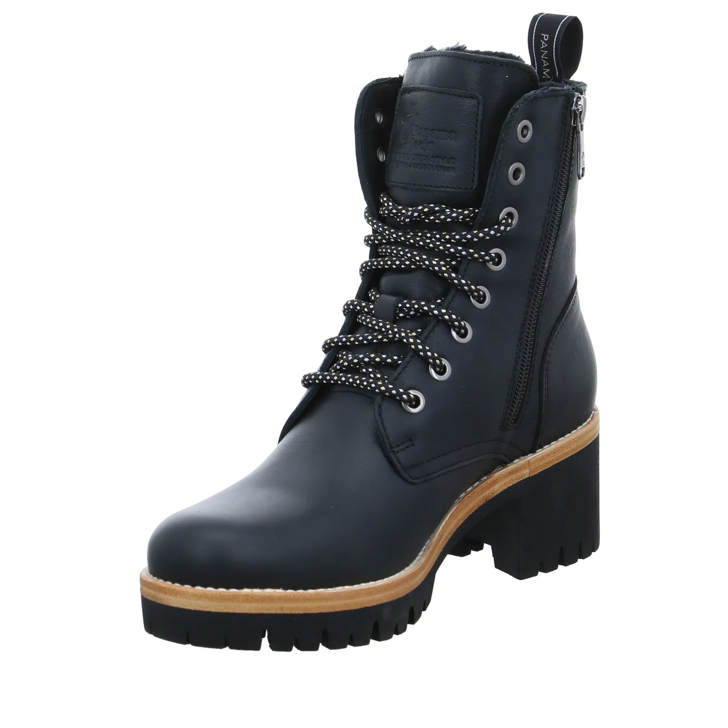 PANAMA JACK Stiefelette Schwarz Leder  mit Lammfell - Innenfutter