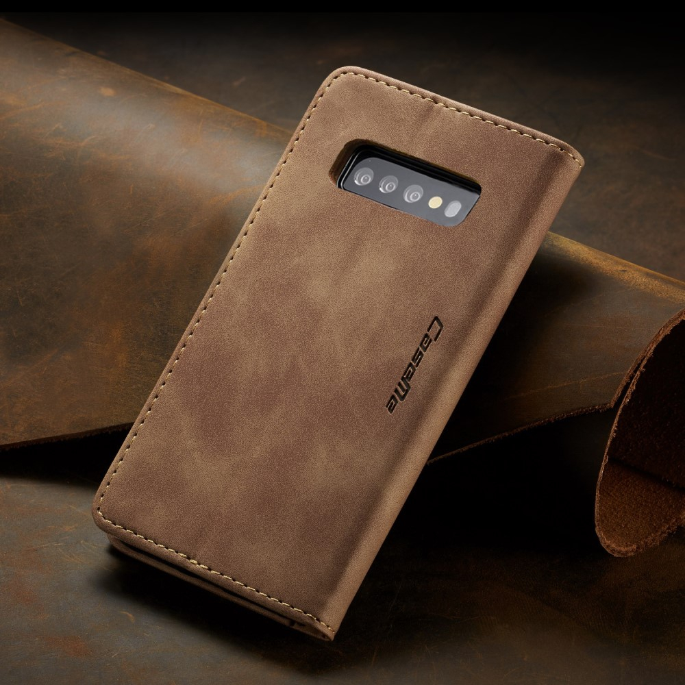 Samsung Galaxy S10 Leder Tasche Flip Wallet Etui mit Kartenfächern - Hellbraun