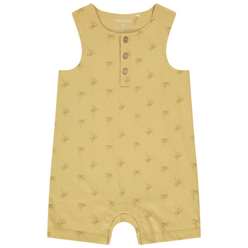 Combinaison courte sans manches imprimée palmiers pour bébé garçon - Jaune