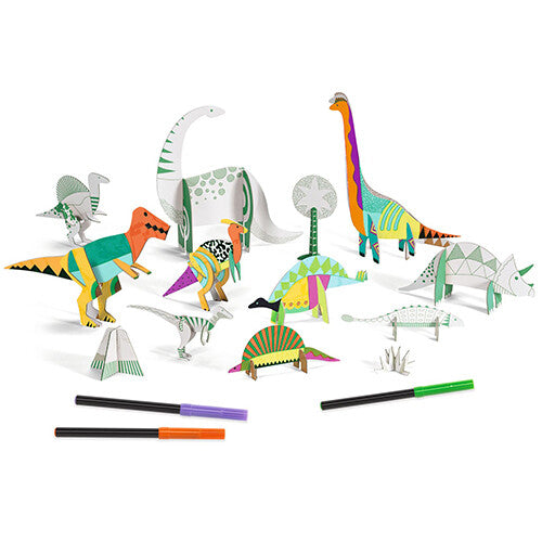 Djeco 3D kleurplaat speelfiguren - dinosaurussen
