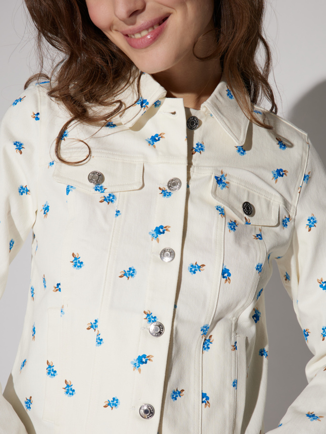 Veste imprimé fleurs bleues