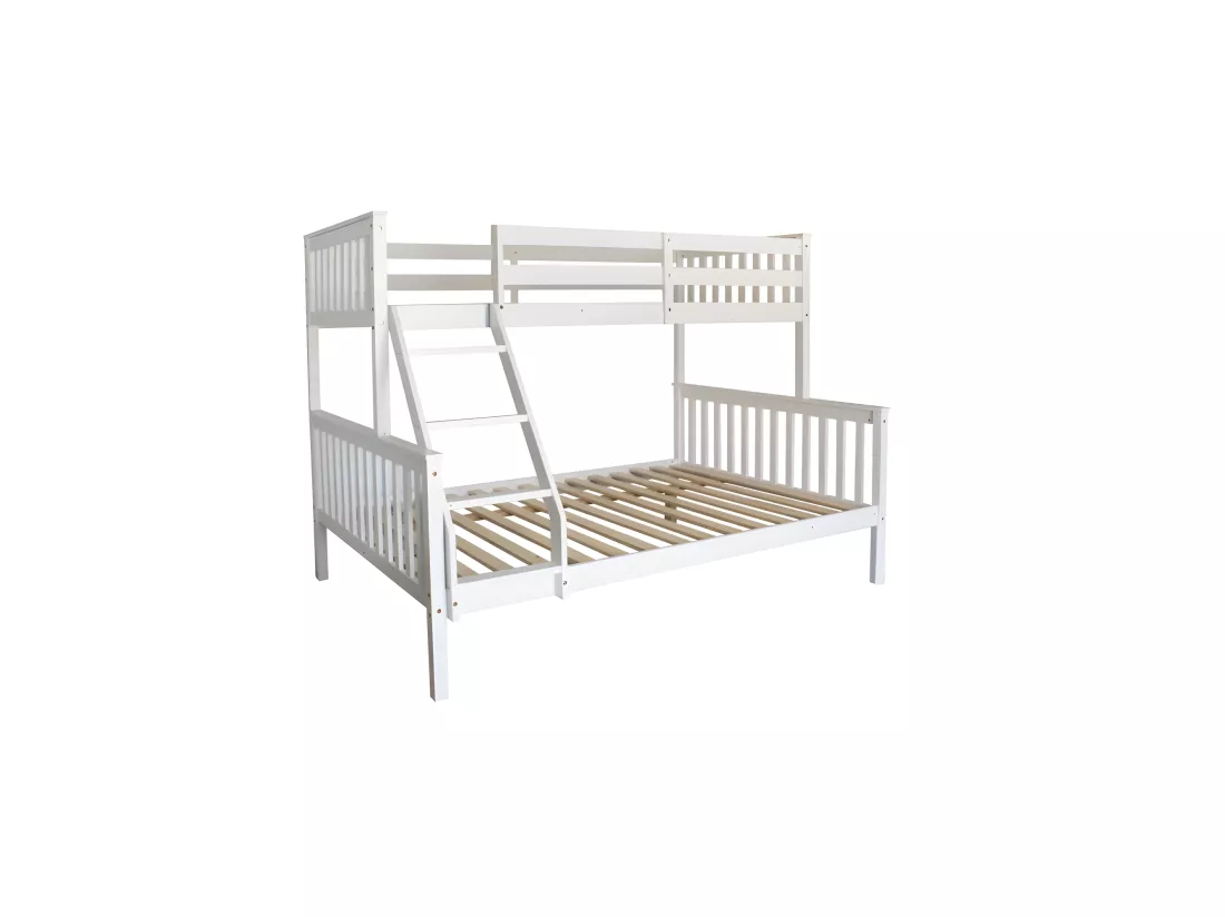 Lit superposé triple en bois blanc 135x190 cm