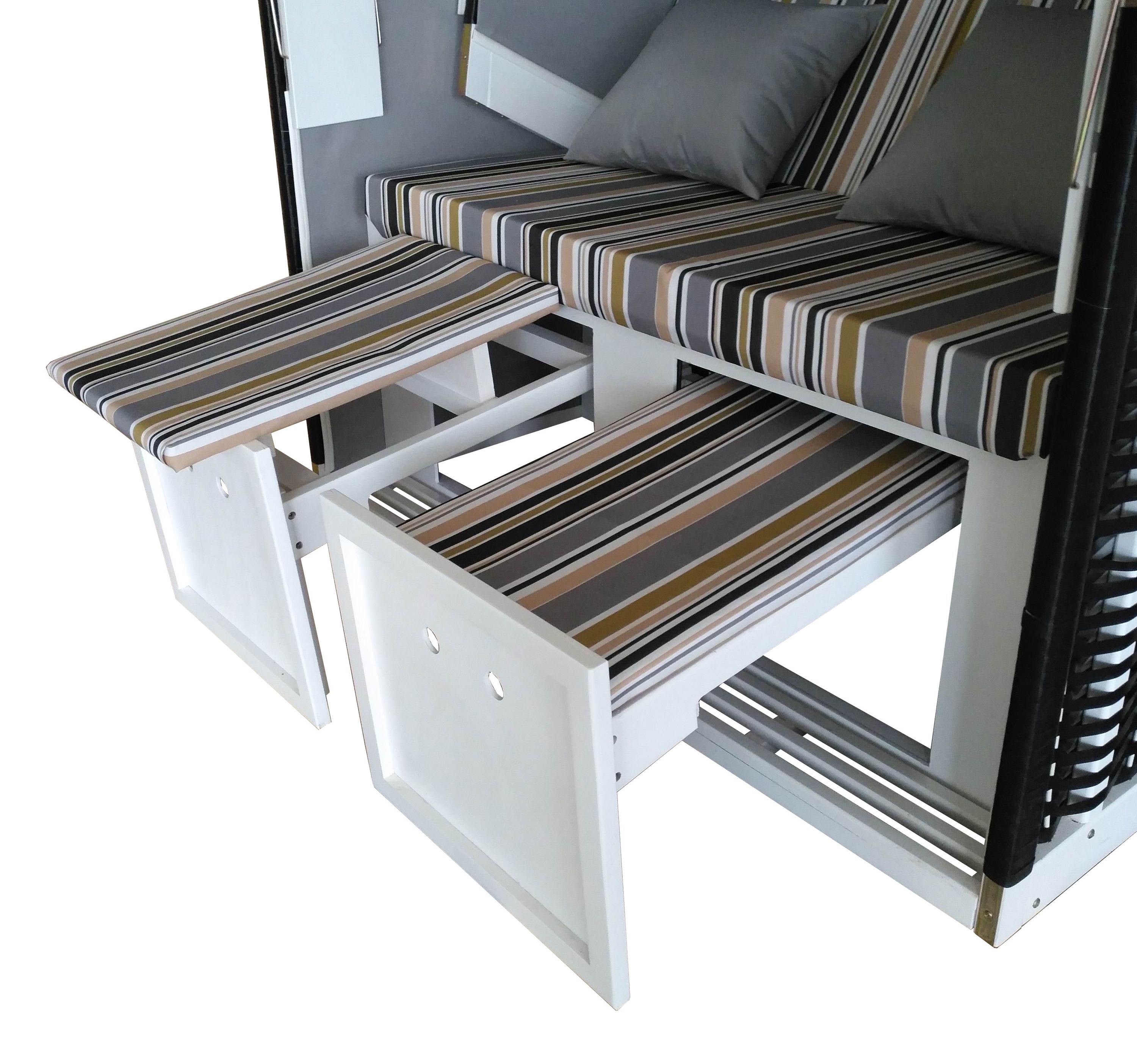 Strandkorb grau/weiss/beige