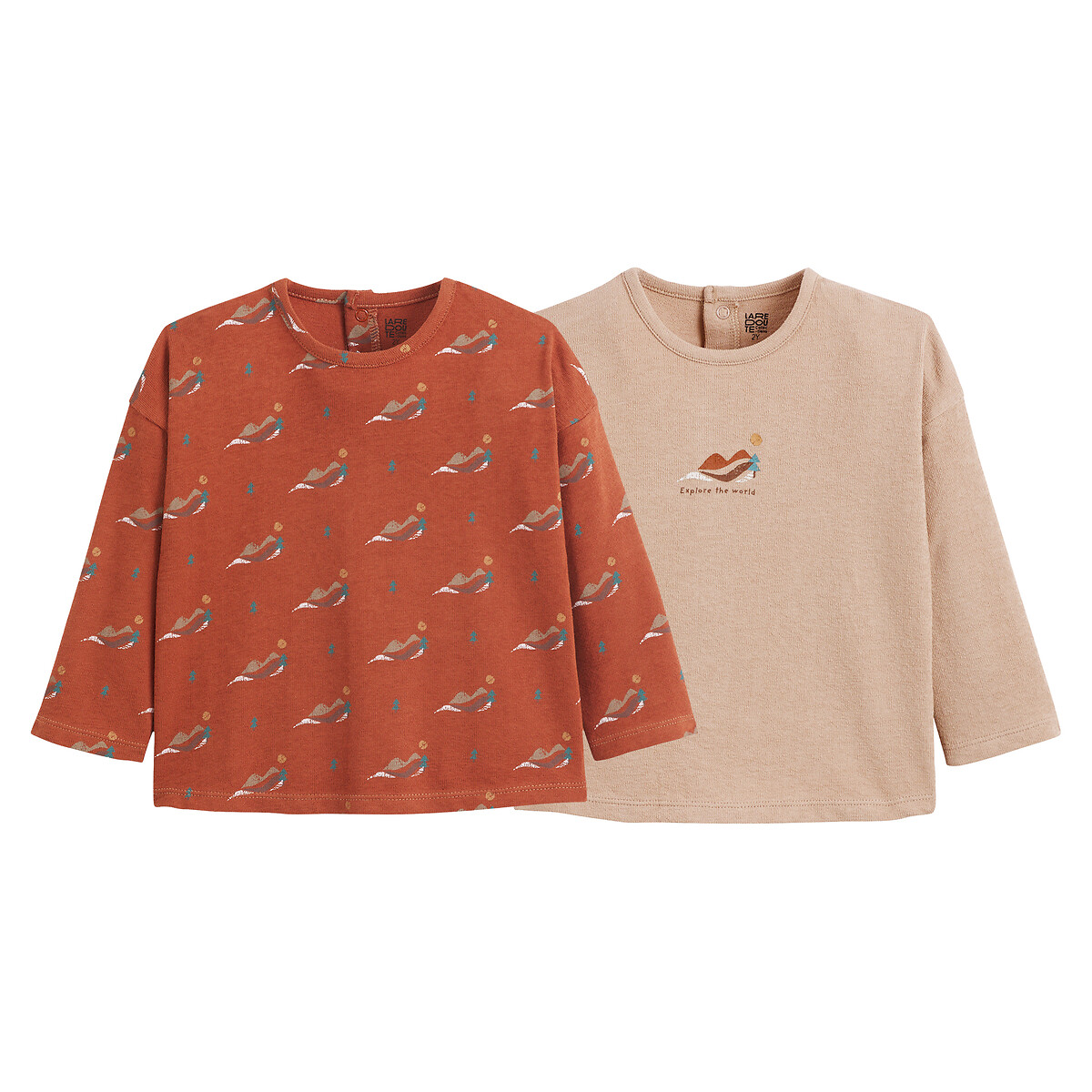 COLEÇÃO LA REDOUTE<br>Conjunto de 2 camisetas de manga comprida estampadas