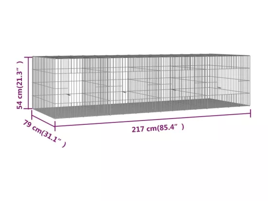 Cage à lapin 4 panneaux 217x79x54 cm Fer galvanisé