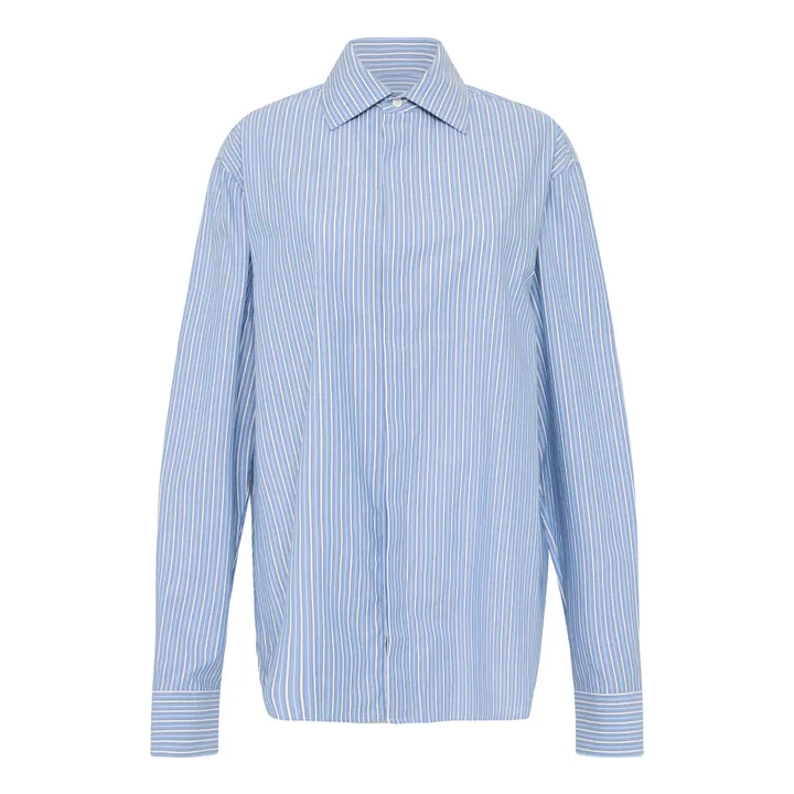 St Agni Chemise Homme Rayée Coton Bio | Bleu