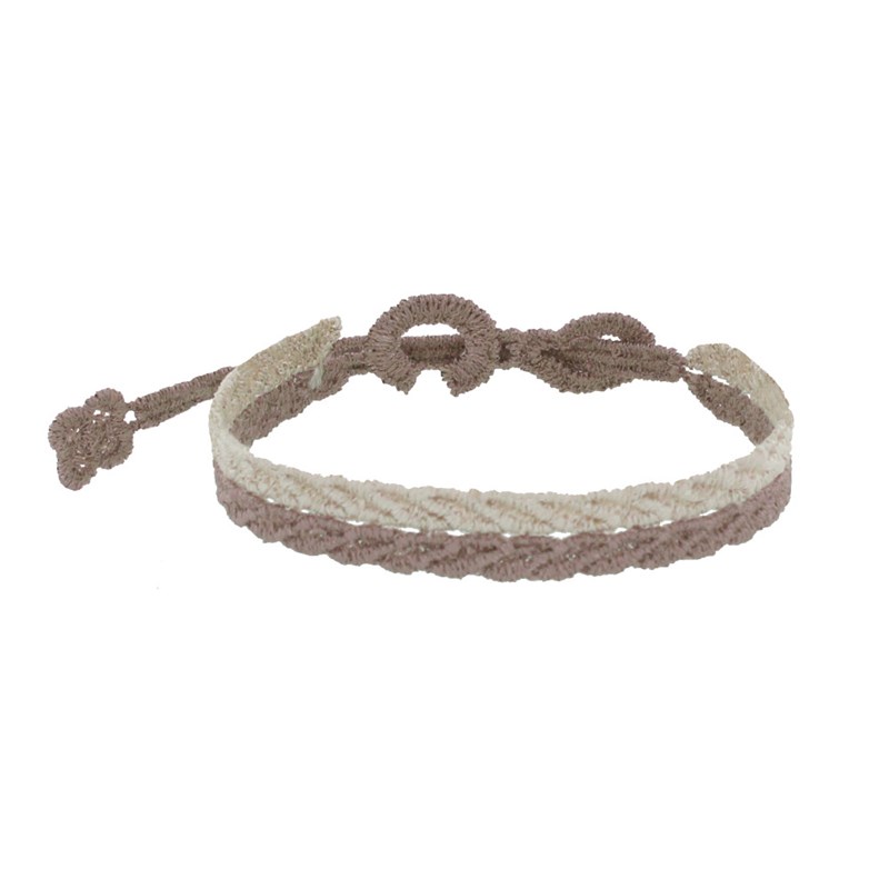 Cruciani Bracelet Homme Dentelle Prospérité Bicolore Marron et Beige