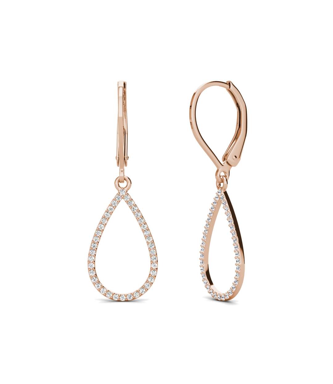 Boucles d'oreilles Laelia Dangling Hoop - Or Rosé et cristal