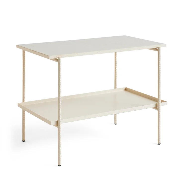 HAY - Rebar Beistelltisch rechteckig zwei Ebenen, Marmor beige / alabaster