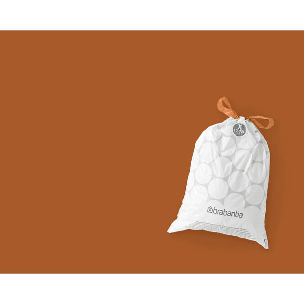 Brabantia PerfectFit afvalzak met trekbandsluiting code X, 10-12 liter, 20 stuks/rol - White