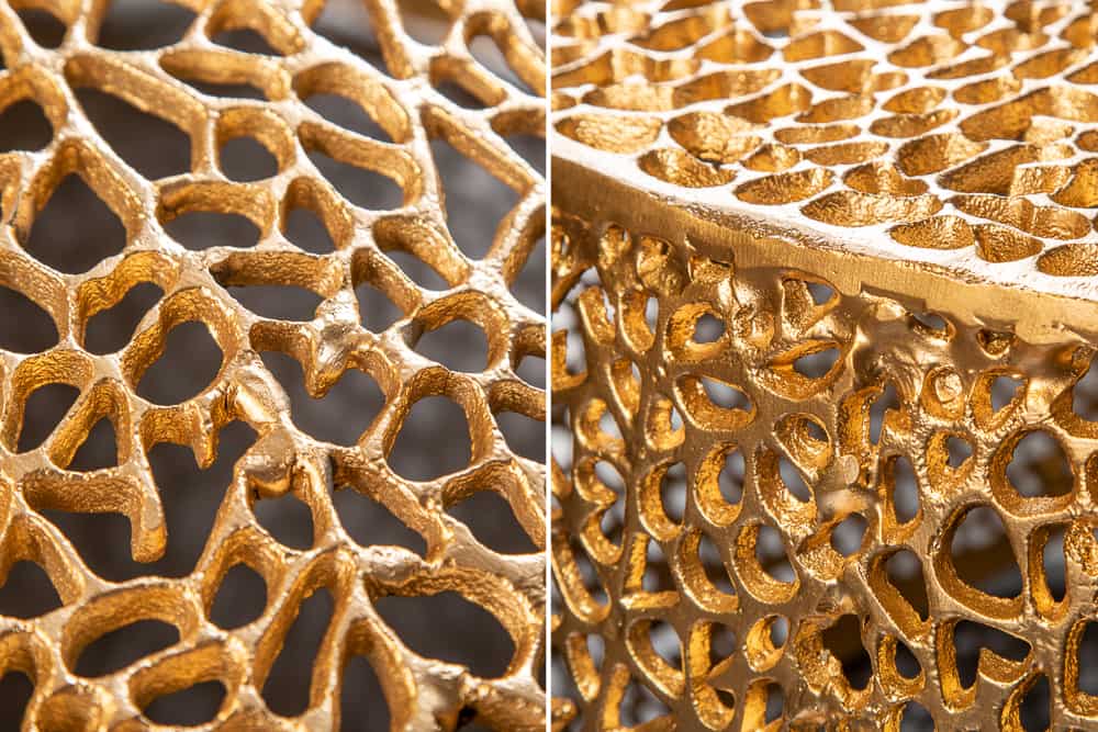 Filigraner Couchtisch LEAF 80cm gold Metall handmade Blatt-Design