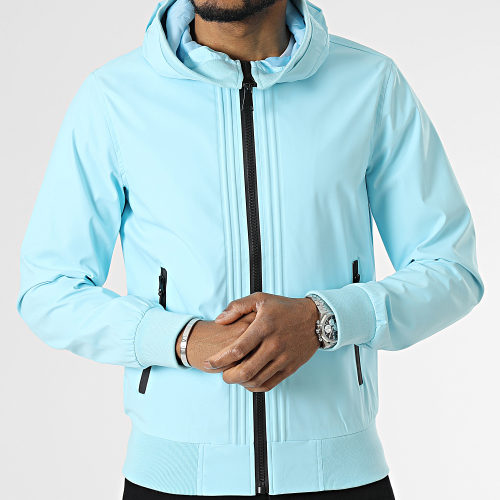Veste Zippée A Capuche Bleu Clair