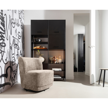 WOOOD fauteuil Atty zand velvet stof draaibaar