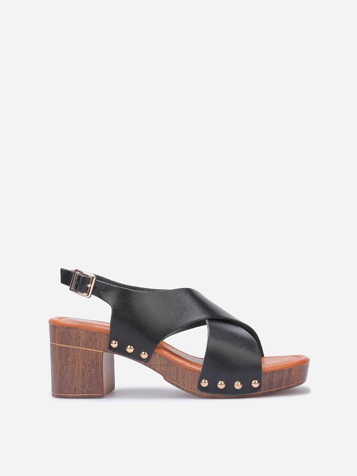 Sandales style sabot à brides croisées- Noir