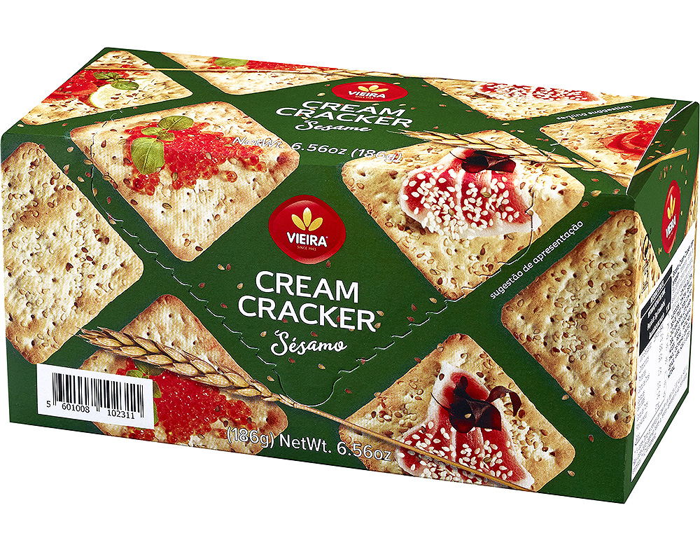 CREAM CRACKER VIEIRA SESAMO SAQUETAS 186G