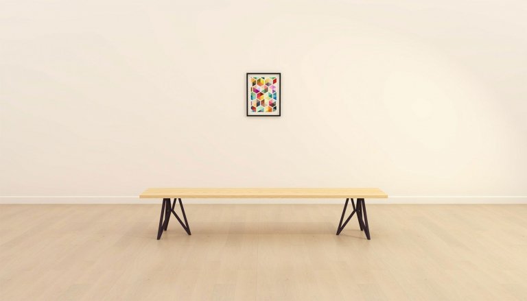 Studio HENK Butterfly eetbank 180 wit frame,hardwax light 3041,verjong afgerond
