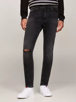 Calça jeans preta skinny desgastada Simon