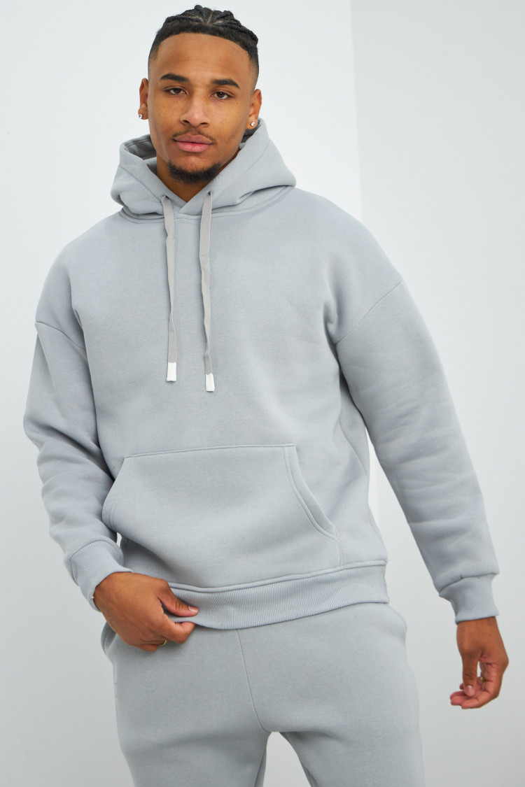 Ensemble sweat à capuche + jogging gris clair