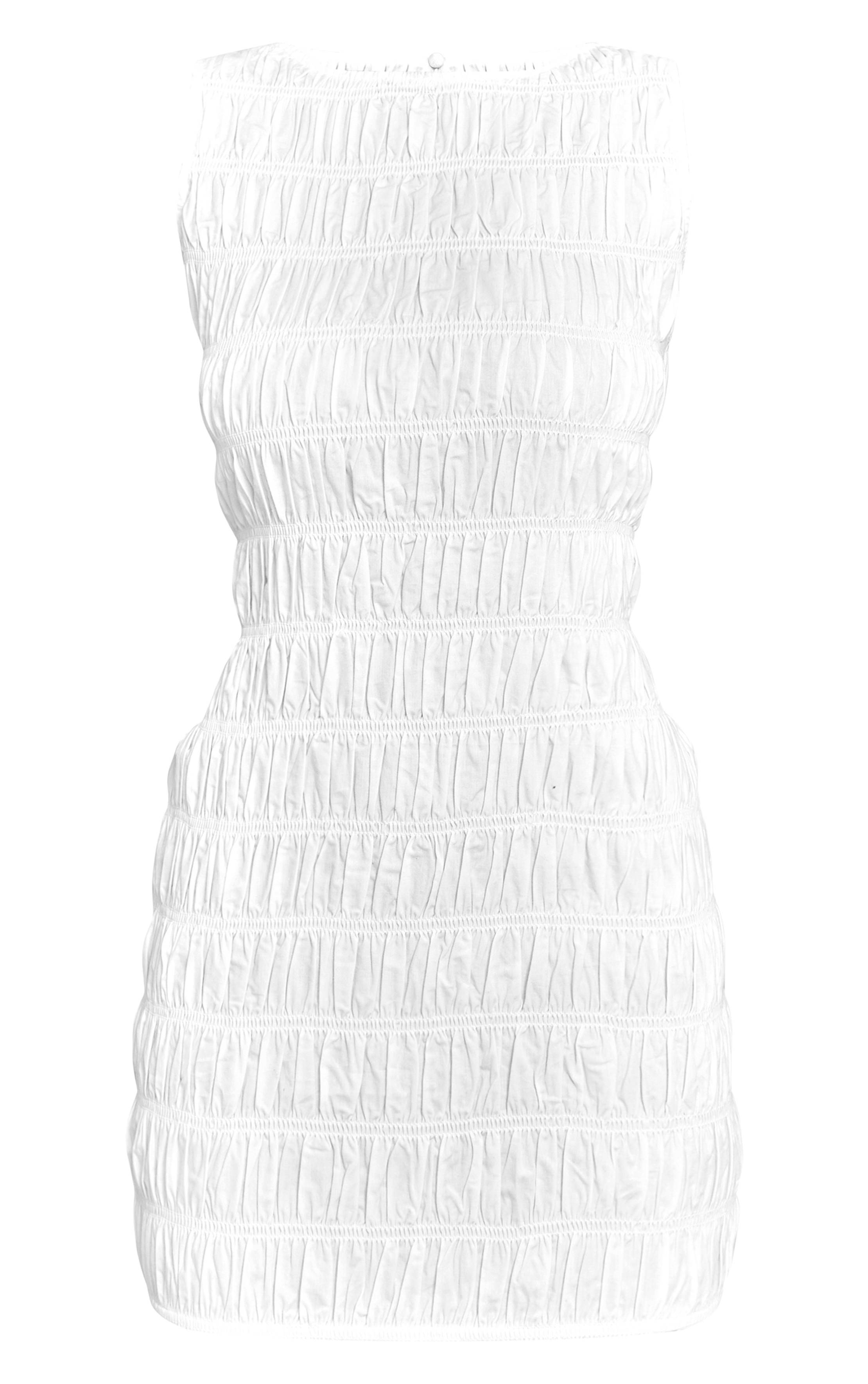 Blanc Robe Moulante Froncée À Encolure Bateau