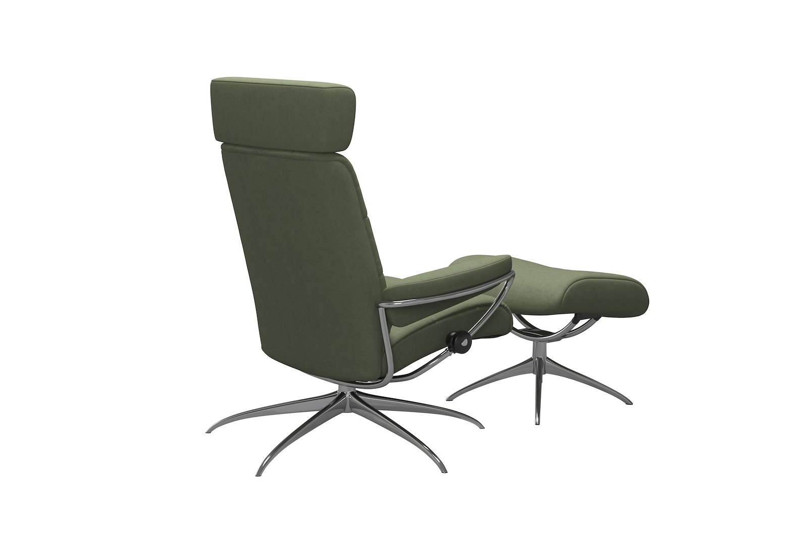 London lenestol m/krakk Tekstil Calido Green - Star - Chrome