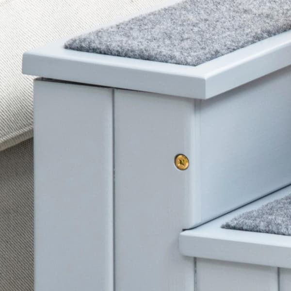 Pet Stairs Hundetrapper Med 3 Trinn Og Teppe, Oppbevaringsplass, Grå, 40,5X44,5X38 Cm