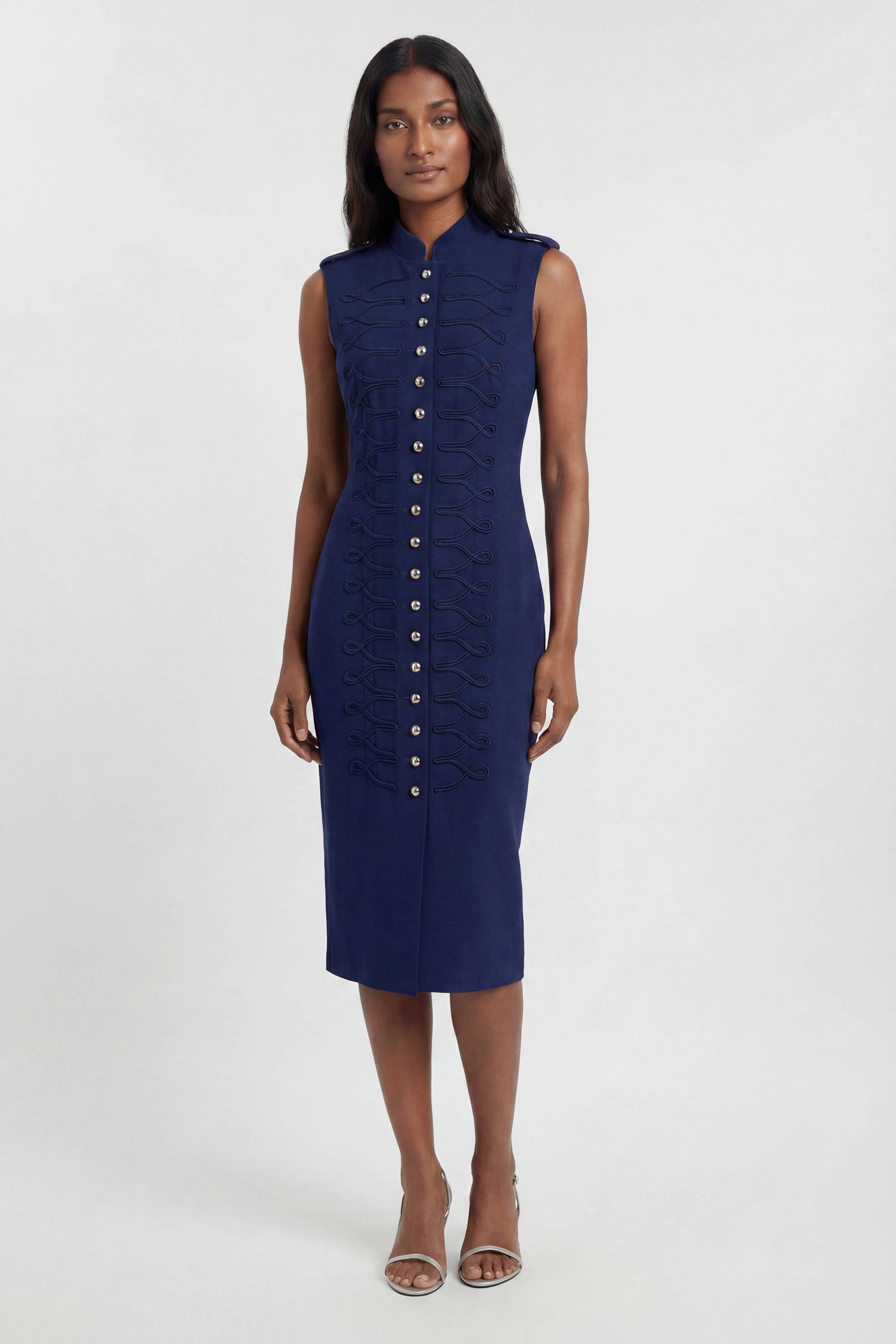 KarenMillen Robe Crayon Droite Compacte Stretch À Détails Boutons