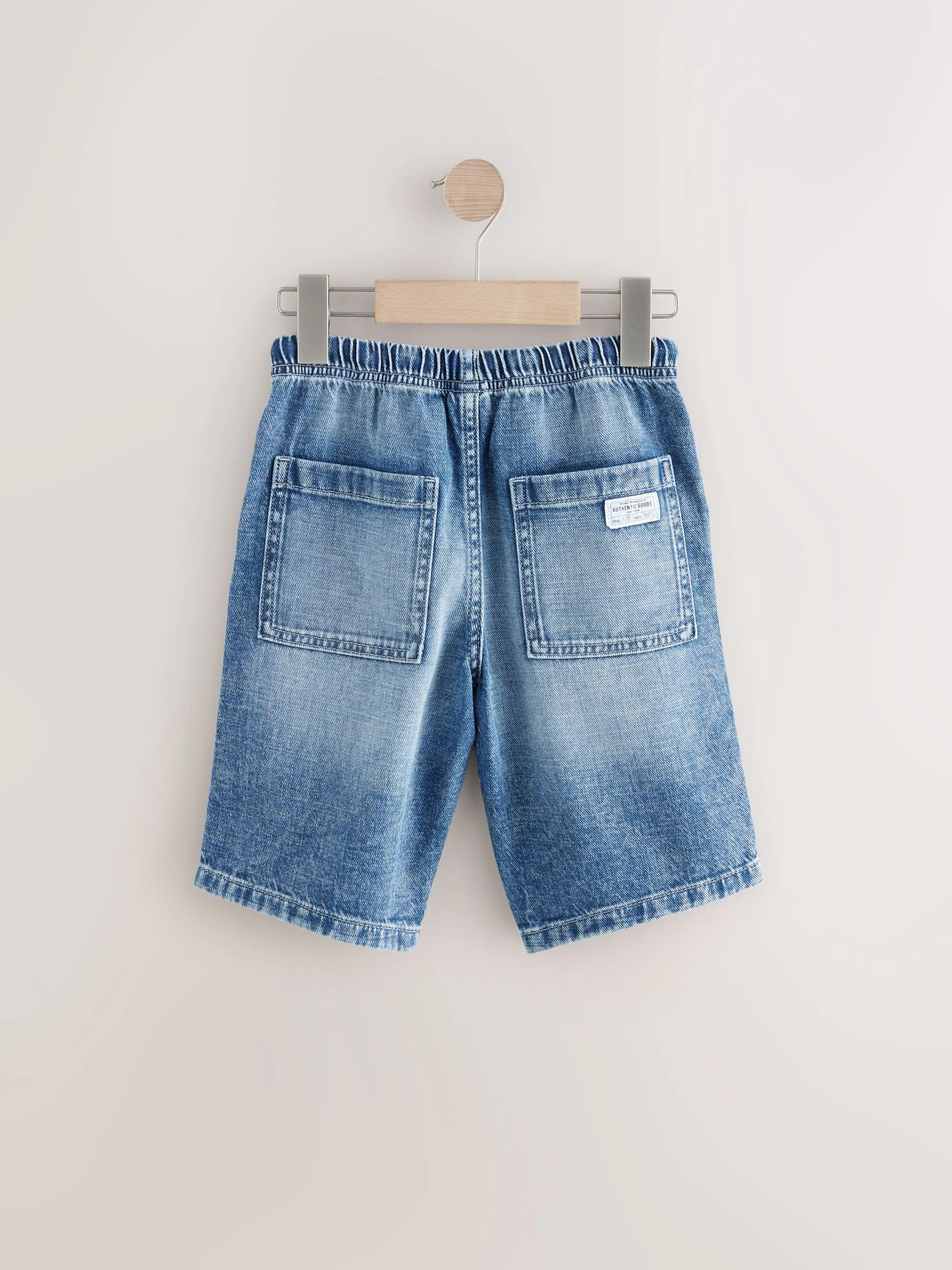 Normaal blauw - Bermuda denim shorts met elastische taille (3 - 16 jr)