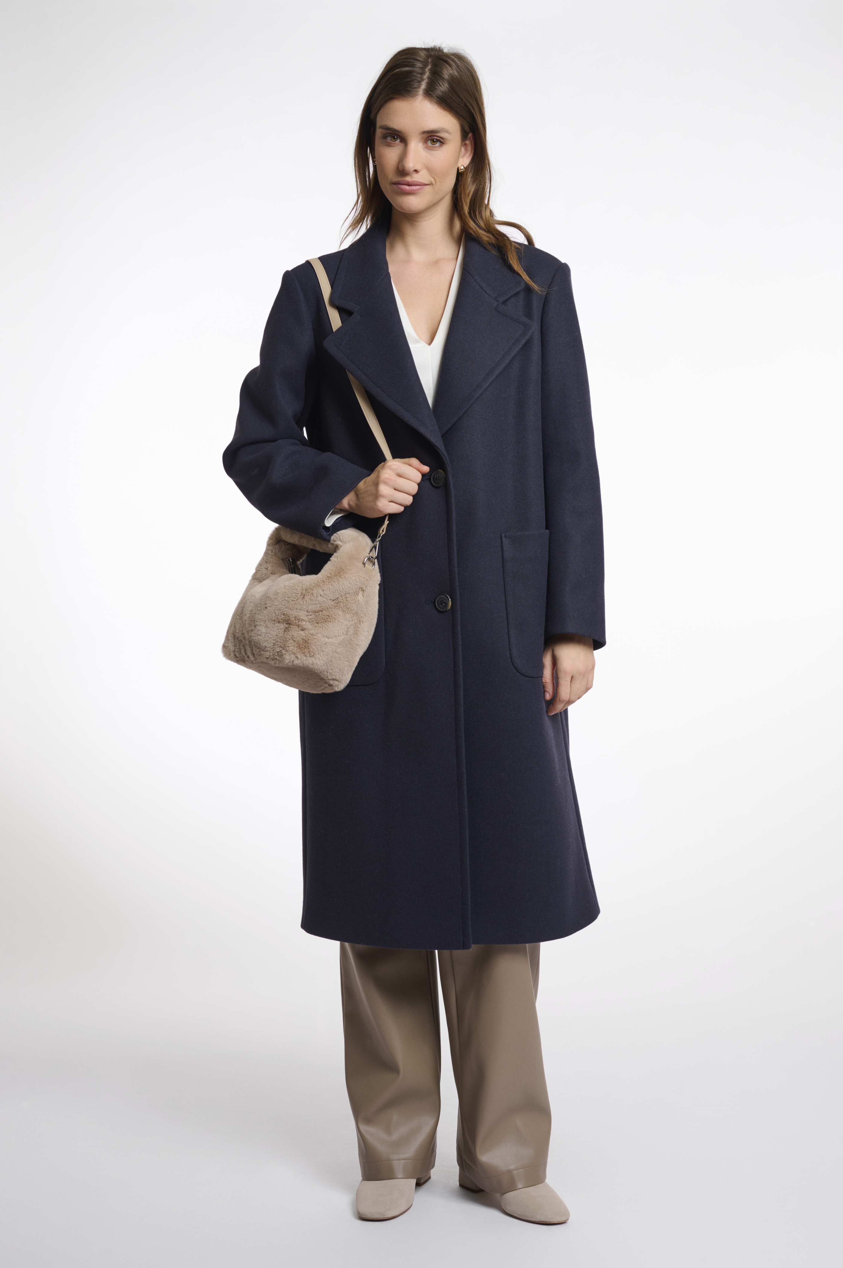 Rino & Pelle - Cheryl Small Faux Fur Crossbody Bag - Oat