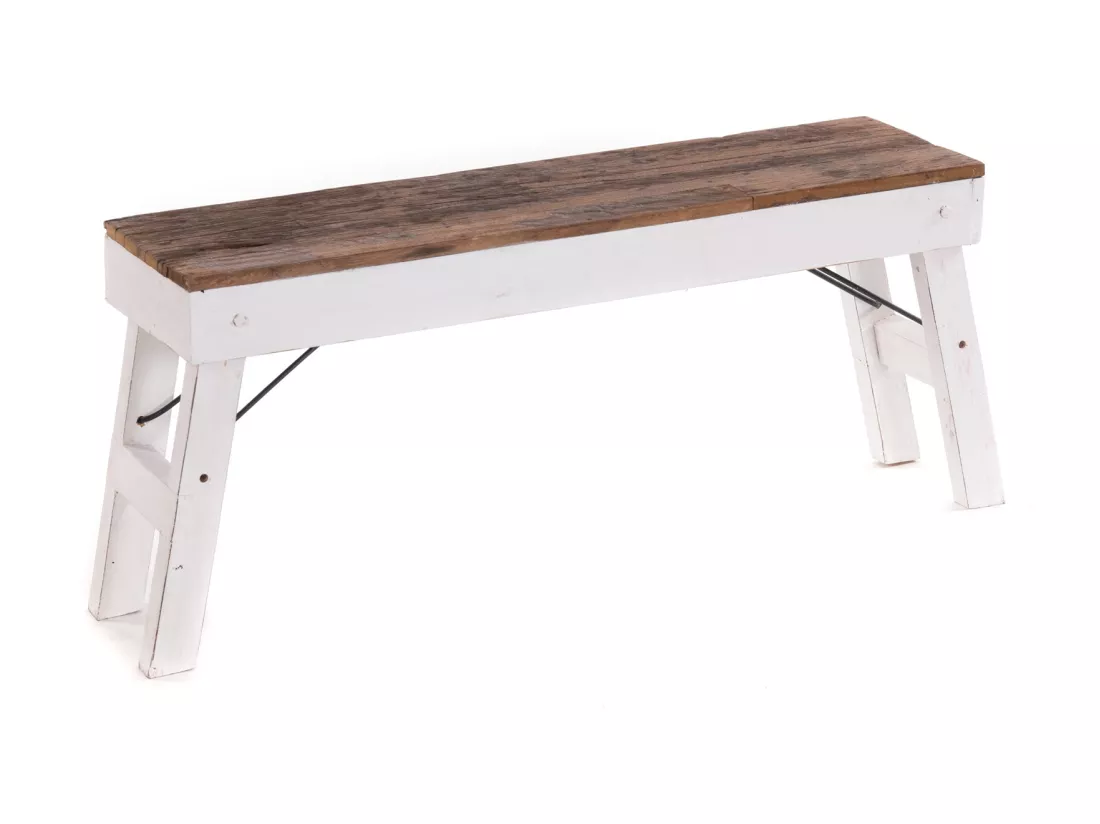 BANC Aldo Bois de recyclage massif, pieds pliables 06 weiß-landhaus