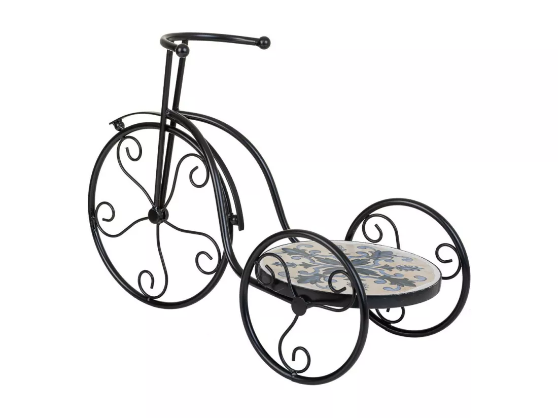 Support vélo en mosaïque et fer forgé noir 53x23.5x36h