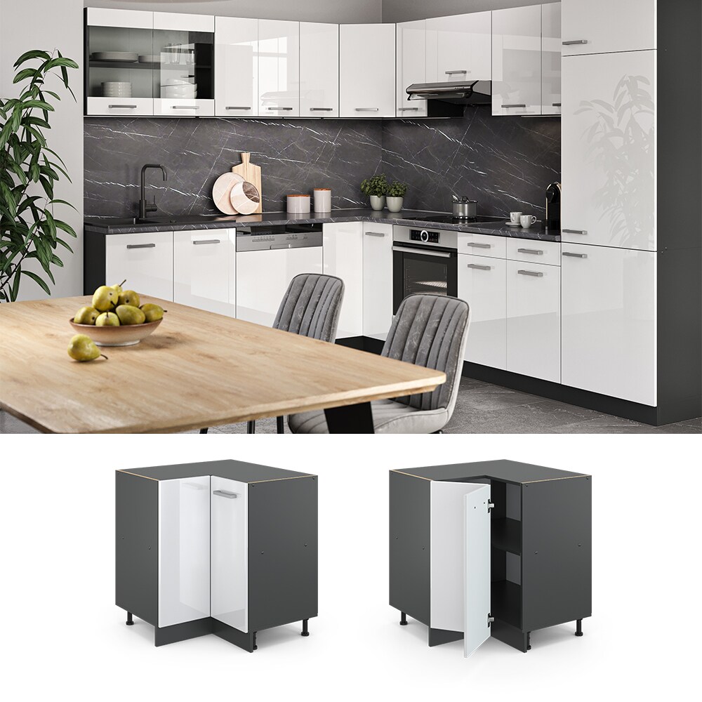 VICCO Küchenschrank Unterschrank Eckunterschrank 87 cm R-Line Anthrazit
