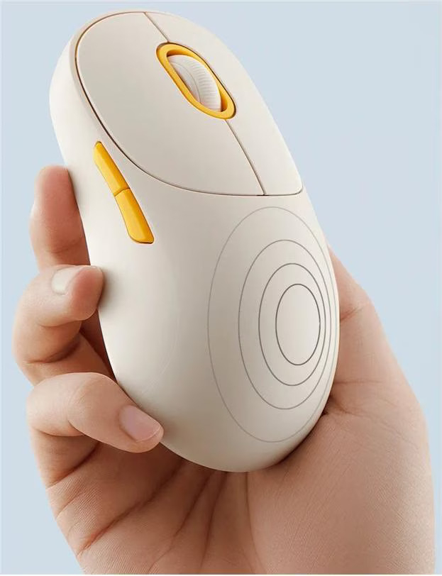 Wireless Mouse 3 Optische kabellose Bluetooth   Funk Maus (BHR8912GL) - Weiss / Gelb