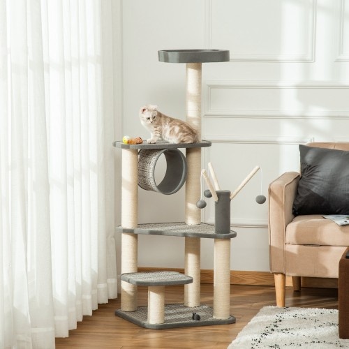 Plataformas de escalada para gatos PawHut, cinza