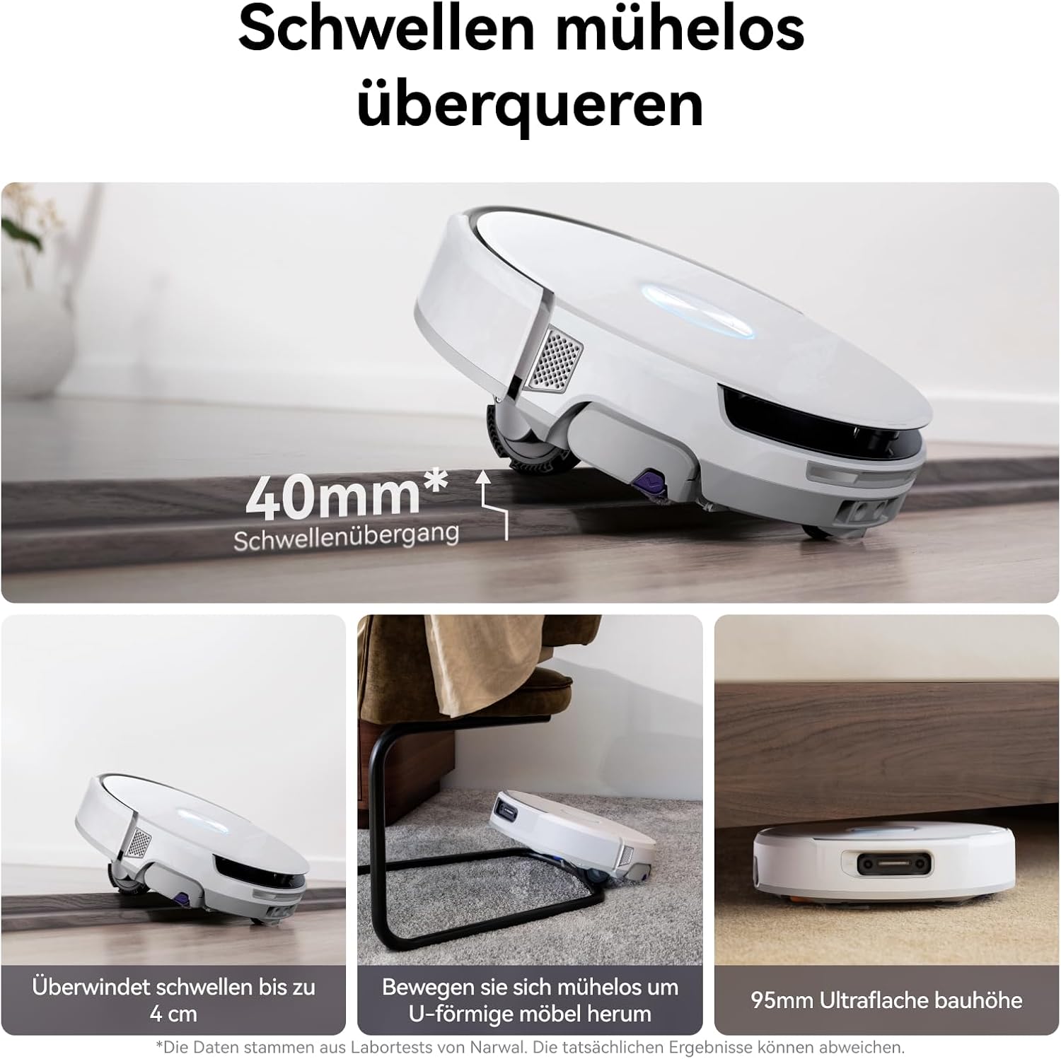 NARWAL Flow Saugroboter mit Wischfunktion, FlowWash-Moppsystem mit Echtzeit-Selbstreinigung, 22.000 Pa Wischroboter, Tierhaare DualFlow Tangle-Frei, 45-80°C Spülen und Heißlufttrocknung, Absaugstation